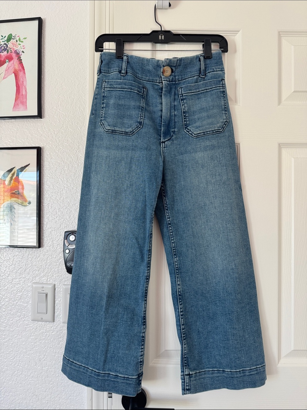 Anthropologie Maeve The Colette Wide Leg Crop Jeans 27 Petite